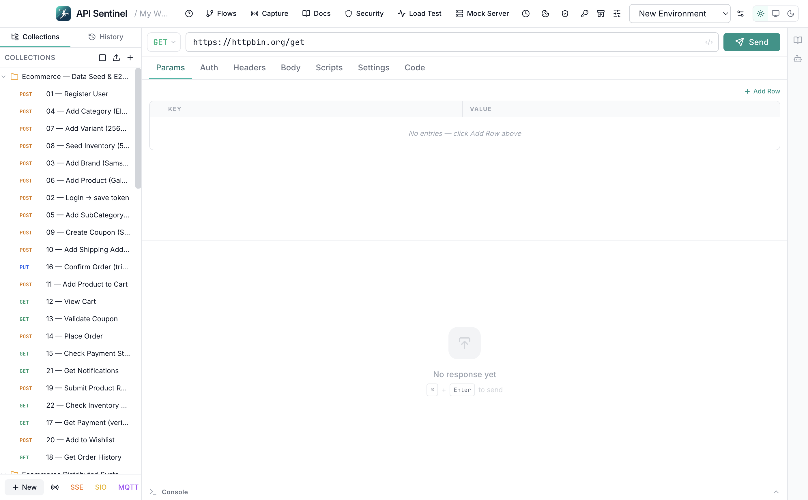 Reqhawk main workspace — REST API testing, response inspection, collections and environments — runs fully locally with no cloud sync